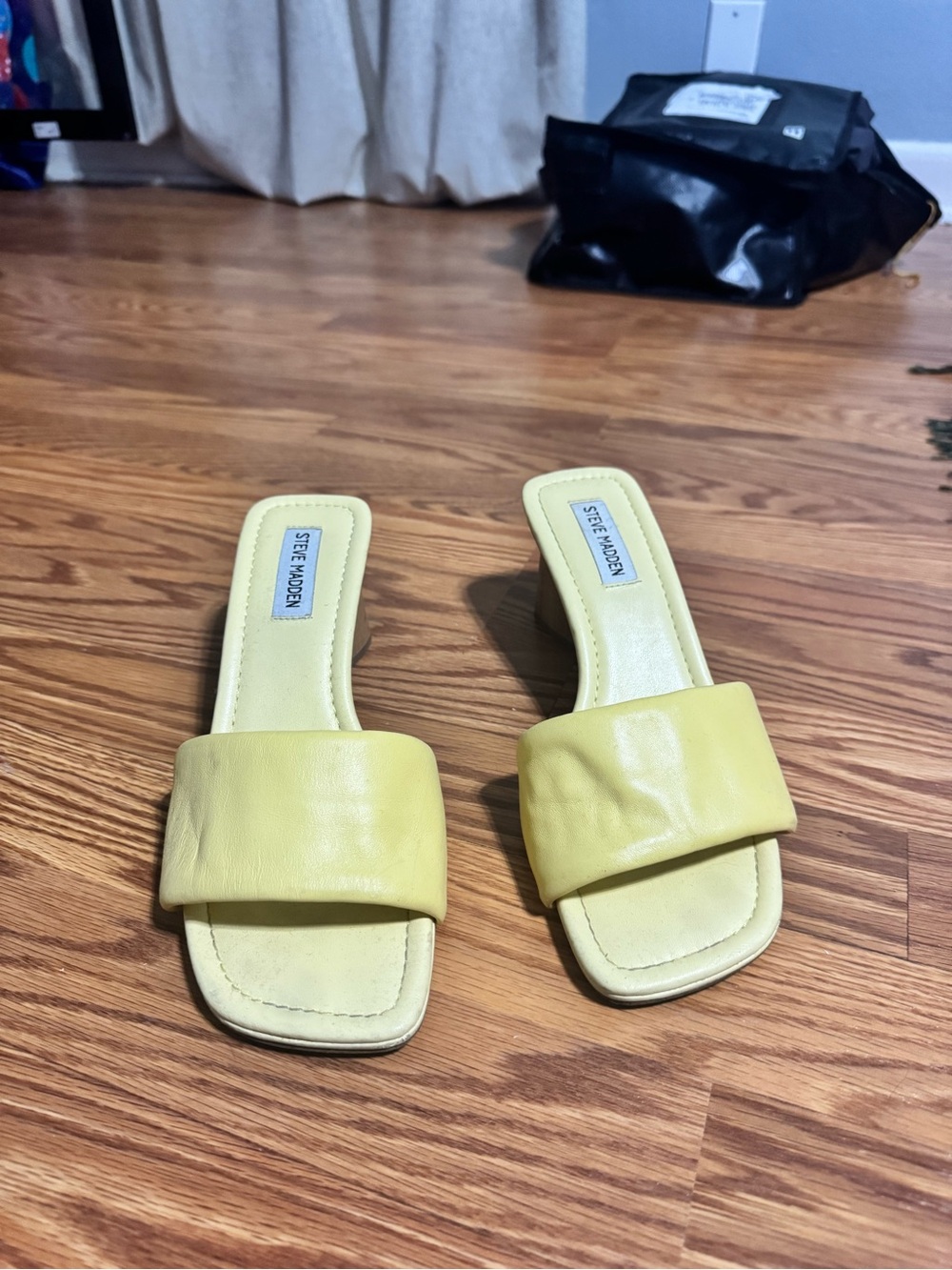 Steve Madden Lemon Yellow Padded Slide Mules